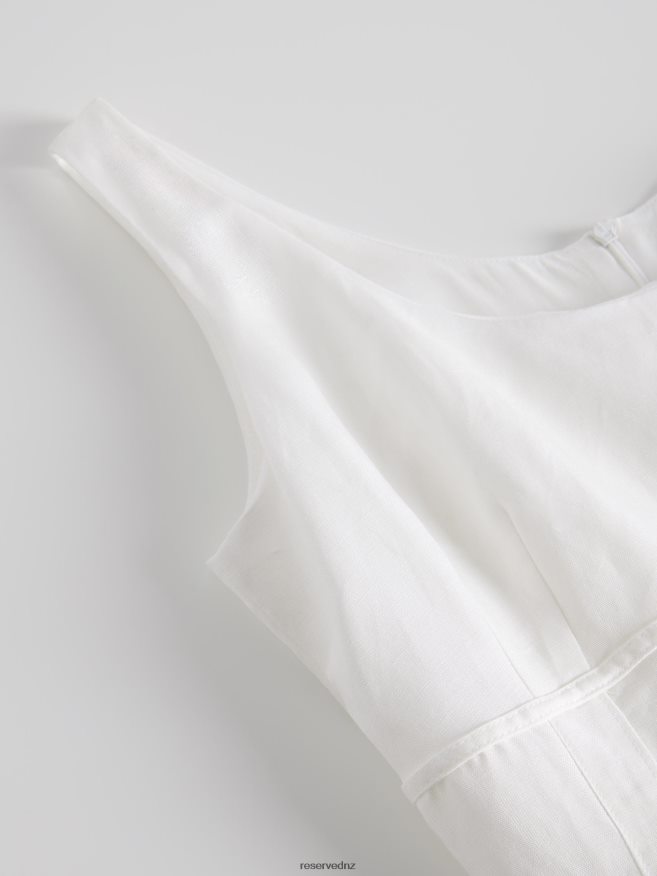 Reserved Women Linen Blend Midi Dress P6H08T211 Apparel Cream