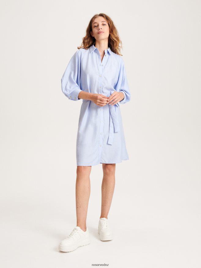 Reserved Women Lyocell Blend Shirt Dress P6H08T77 Apparel Light Blue