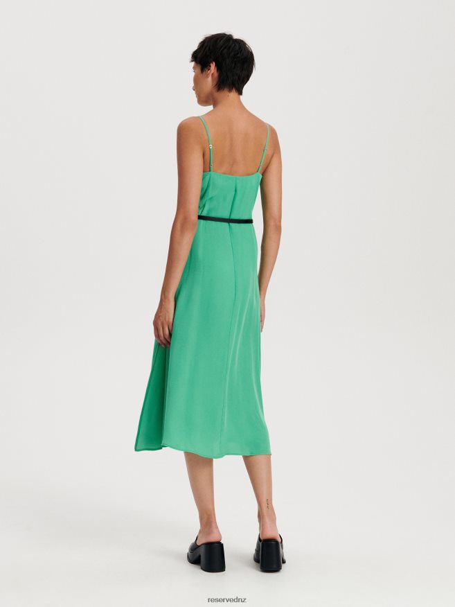 Reserved Women Midi Dress With Belt P6H08T63 Apparel Turquoise