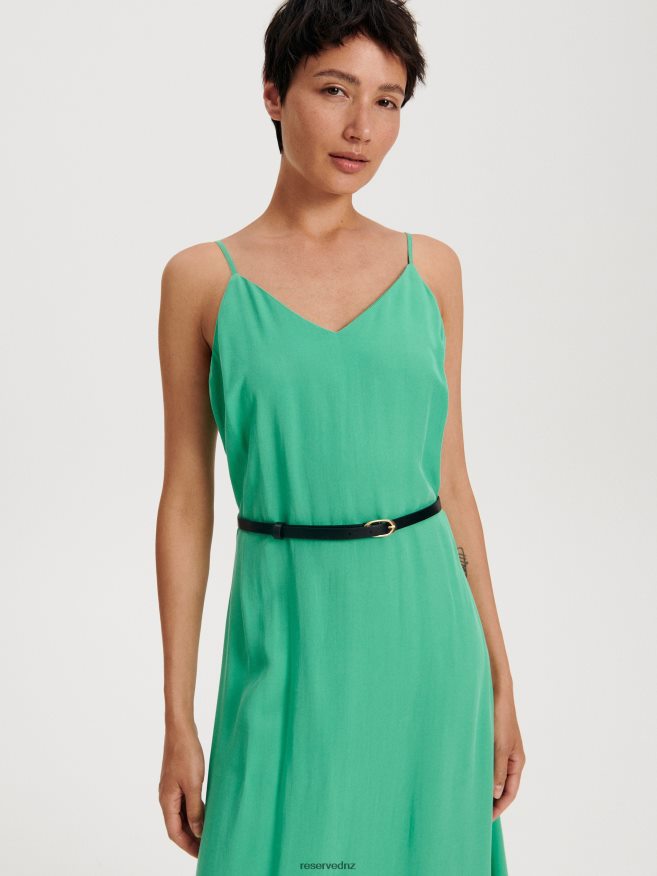 Reserved Women Midi Dress With Belt P6H08T63 Apparel Turquoise