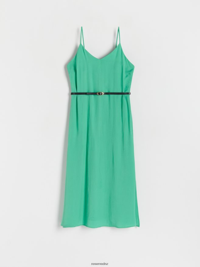 Reserved Women Midi Dress With Belt P6H08T63 Apparel Turquoise