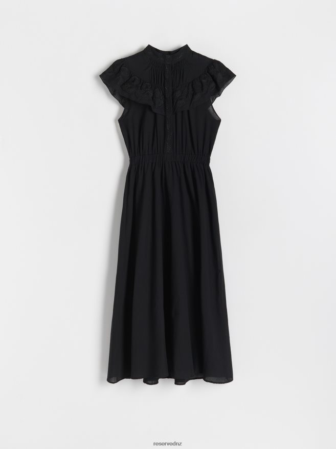 Reserved Women Midi Dress With Embroidery Detailing P6H08T226 Apparel Black