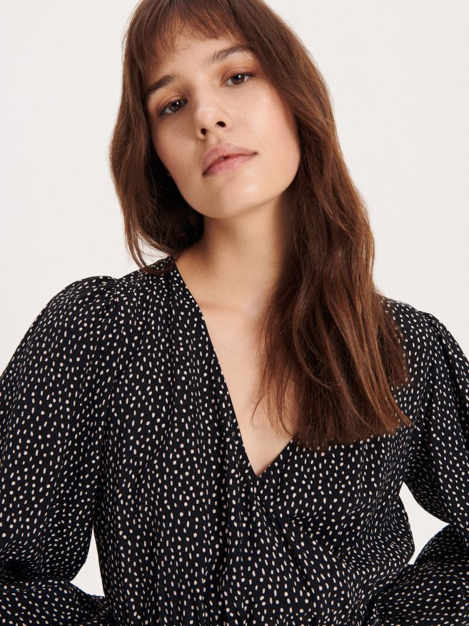 Reserved Women Midi Dress With Tie Waist P6H08T113 Apparel Black