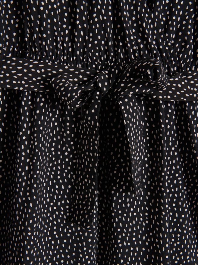 Reserved Women Midi Dress With Tie Waist P6H08T113 Apparel Black