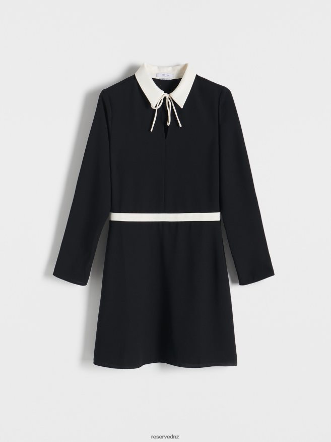 Reserved Women Mini Dress With Collar P6H08T227 Apparel Black