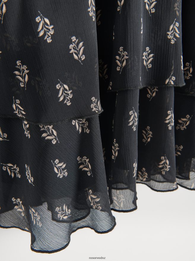 Reserved Women Mini Dress With Ruffle Hem P6H08T234 Apparel Black