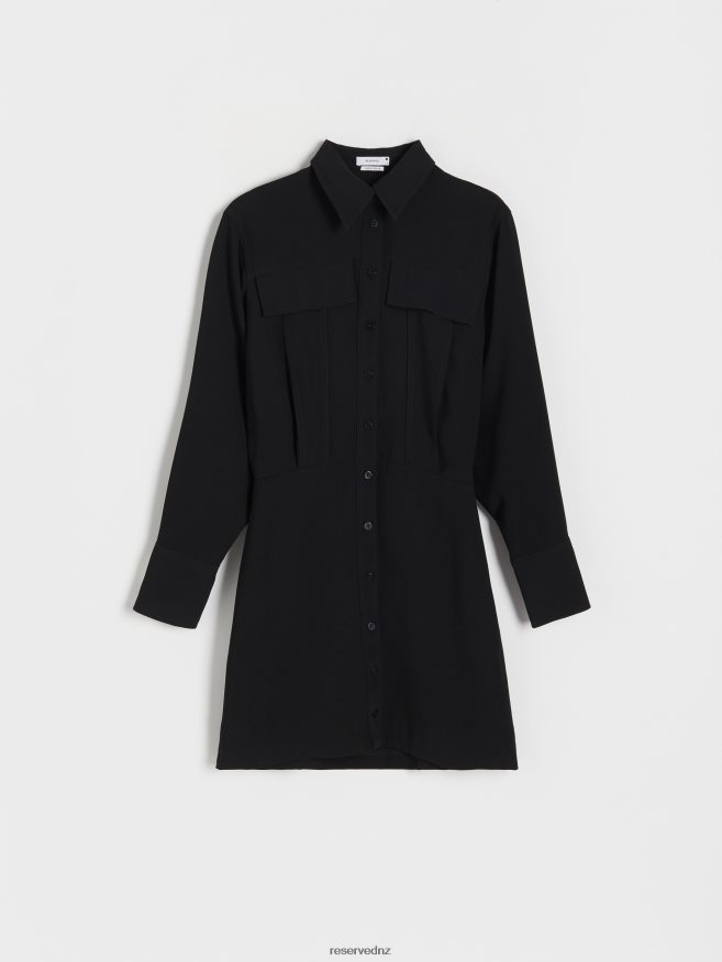 Reserved Women Mini Shirt Dress P6H08T241 Apparel Black