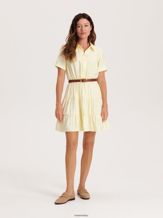 Reserved Women Mini Shirt Dress P6H08T65 Apparel Light Yellow