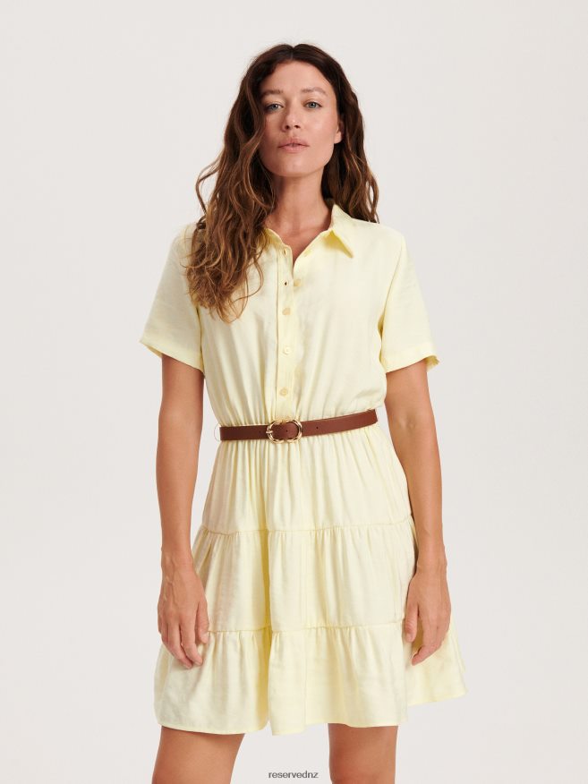 Reserved Women Mini Shirt Dress P6H08T65 Apparel Light Yellow