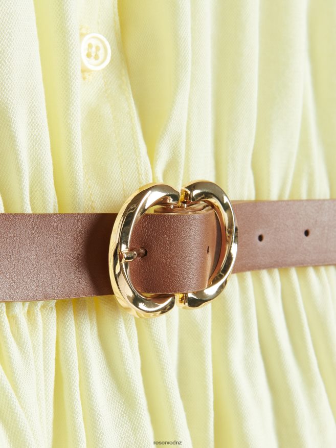 Reserved Women Mini Shirt Dress P6H08T65 Apparel Light Yellow