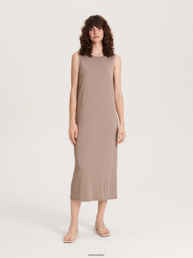 Reserved Women Modal Rich Midi Dress P6H08T246 Apparel Coffee