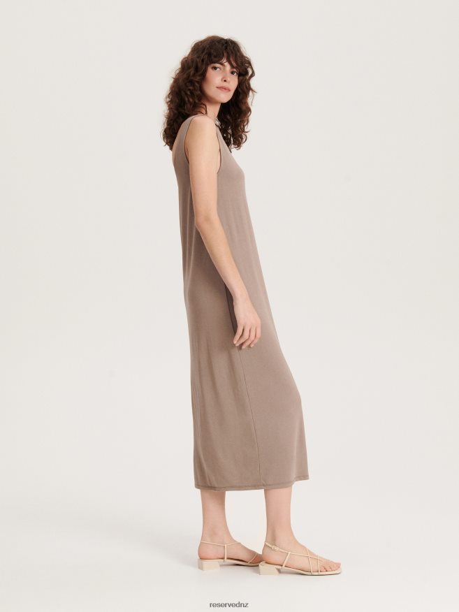Reserved Women Modal Rich Midi Dress P6H08T246 Apparel Coffee
