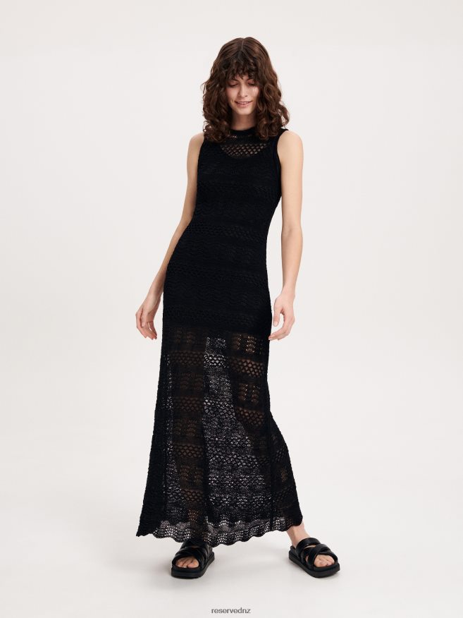 Reserved Women Openwork Maxi Dress P6H08T935 Apparel Black