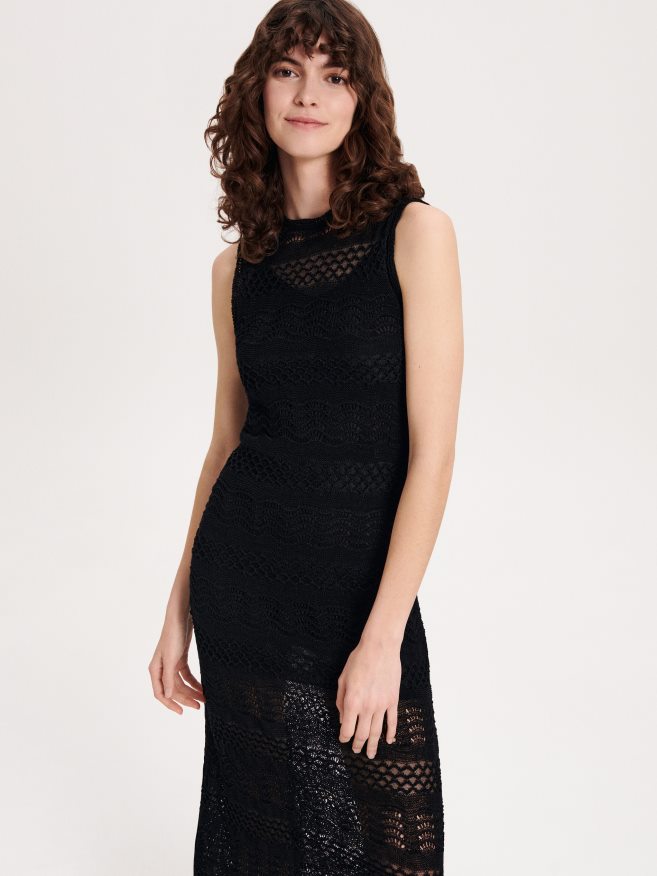 Reserved Women Openwork Maxi Dress P6H08T935 Apparel Black