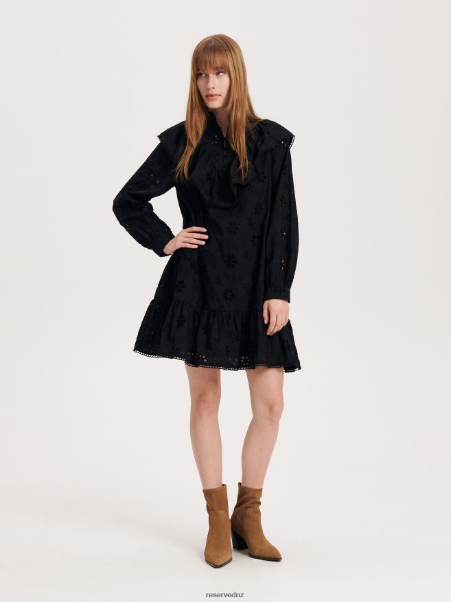Reserved Women Openwork Mini Dress P6H08T76 Apparel Black