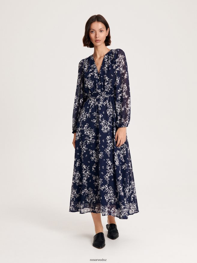 Reserved Women Patterned Maxi Dress P6H08T150 Apparel Navy