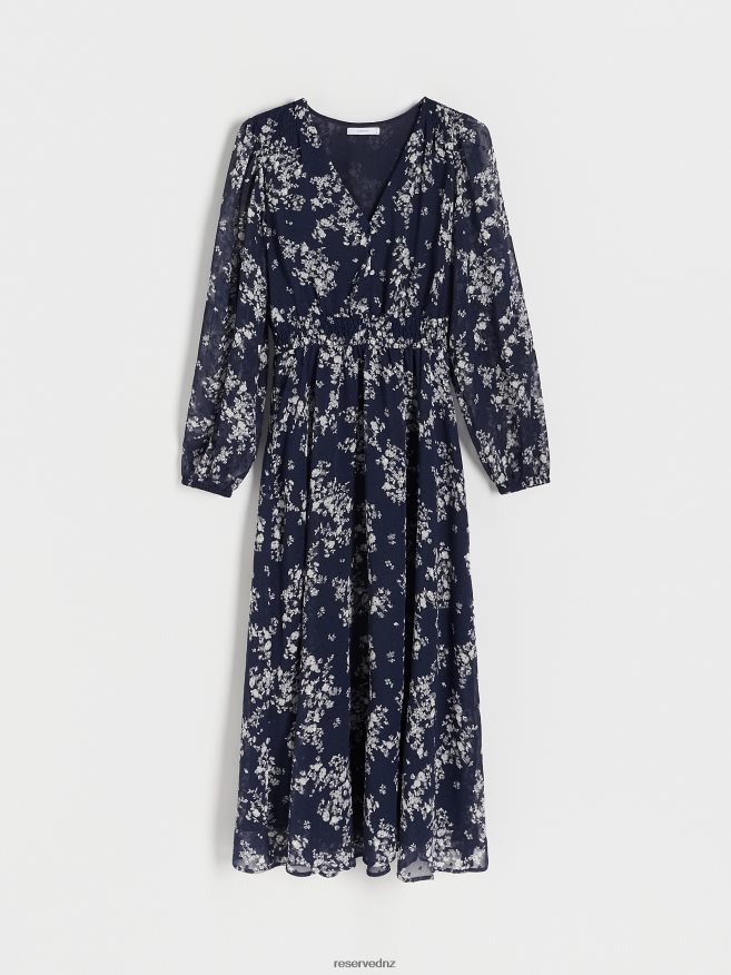 Reserved Women Patterned Maxi Dress P6H08T150 Apparel Navy