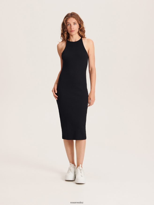 Reserved Women Rib Knit Midi Dress P6H08T220 Apparel Black