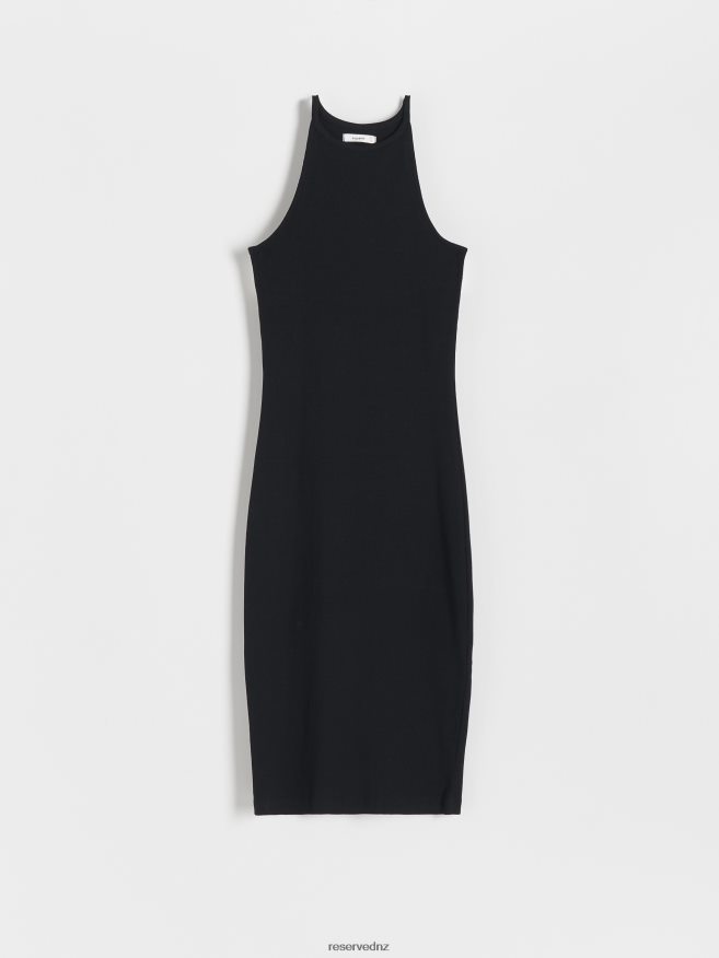 Reserved Women Rib Knit Midi Dress P6H08T220 Apparel Black