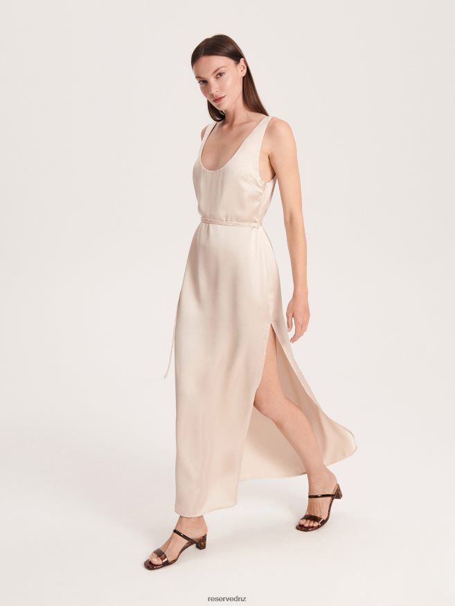 Reserved Women Satin Maxi Dress P6H08T240 Apparel Beige