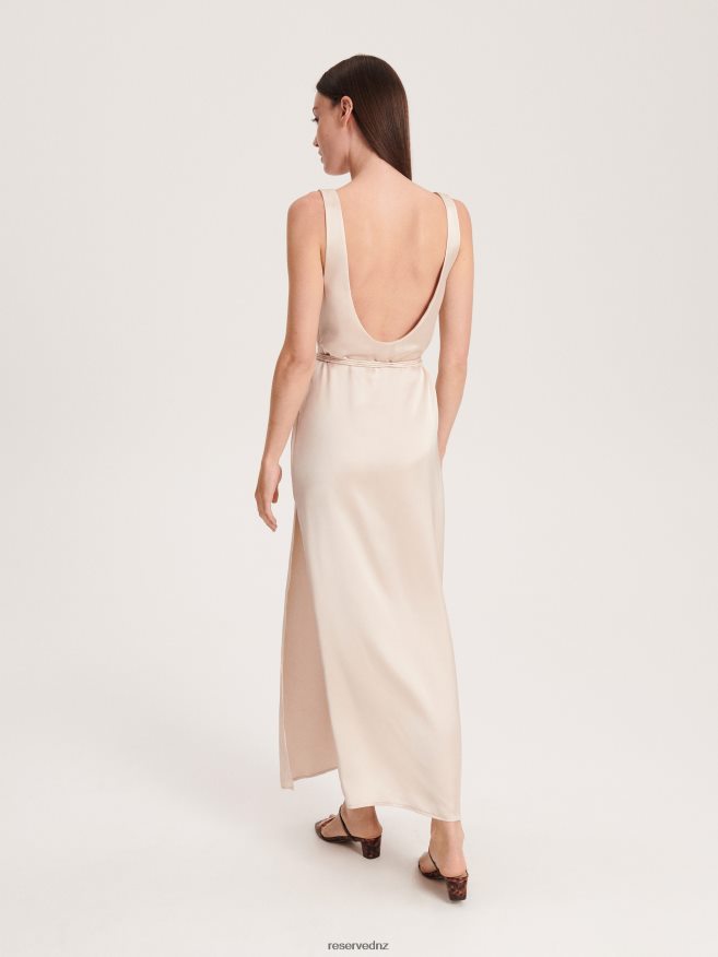 Reserved Women Satin Maxi Dress P6H08T240 Apparel Beige