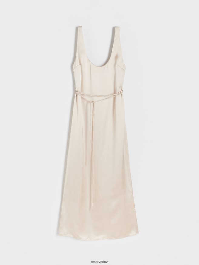 Reserved Women Satin Maxi Dress P6H08T240 Apparel Beige