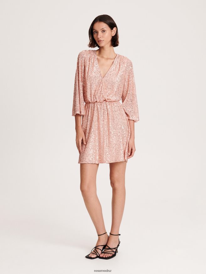 Reserved Women Sequin Mini Dress P6H08T68 Apparel Pastel Pink