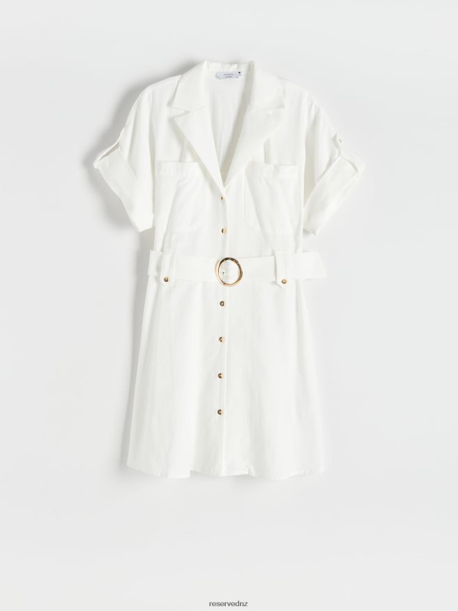Reserved Women Shirt Dress With Belt P6H08T184 Apparel Cream