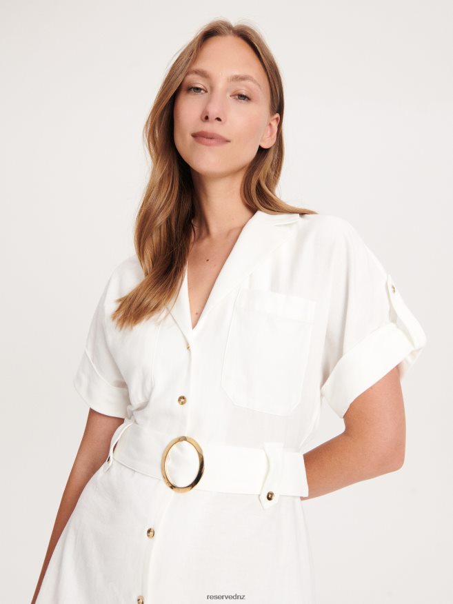 Reserved Women Shirt Dress With Belt P6H08T184 Apparel Cream