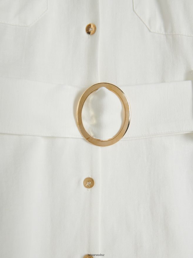 Reserved Women Shirt Dress With Belt P6H08T184 Apparel Cream