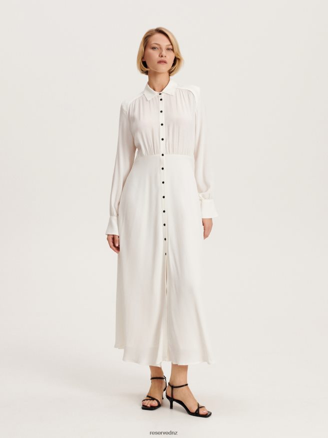 Reserved Women Viscose Shirt Dress P6H08T38 Apparel White