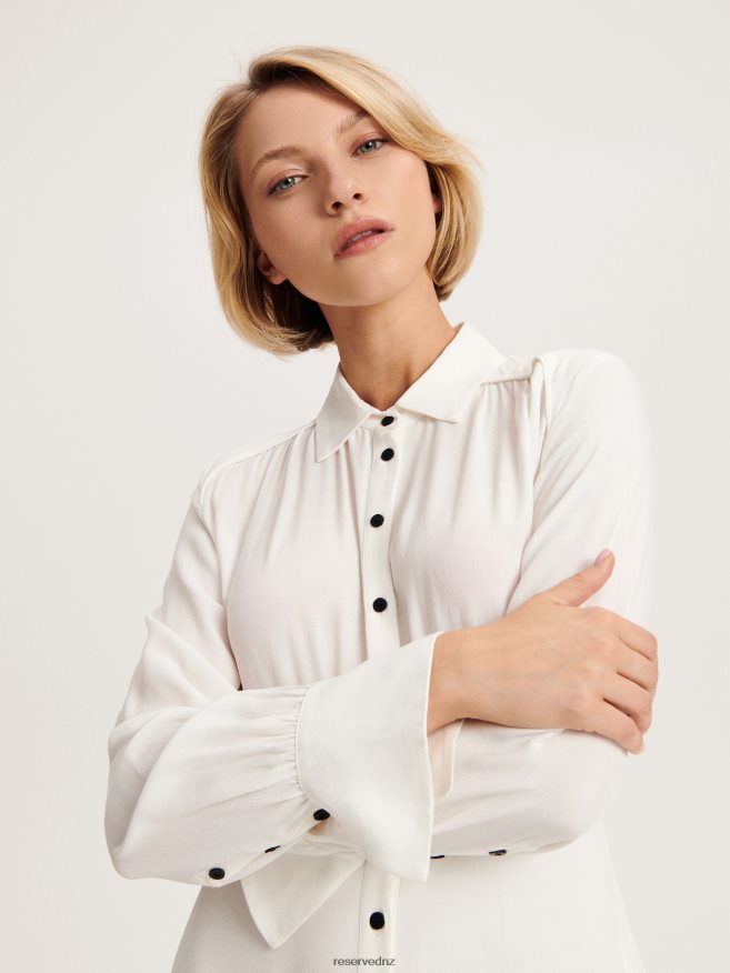 Reserved Women Viscose Shirt Dress P6H08T38 Apparel White
