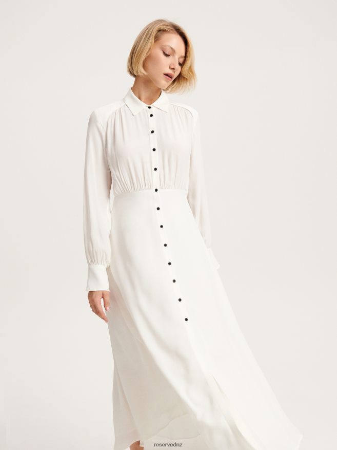 Reserved Women Viscose Shirt Dress P6H08T38 Apparel White