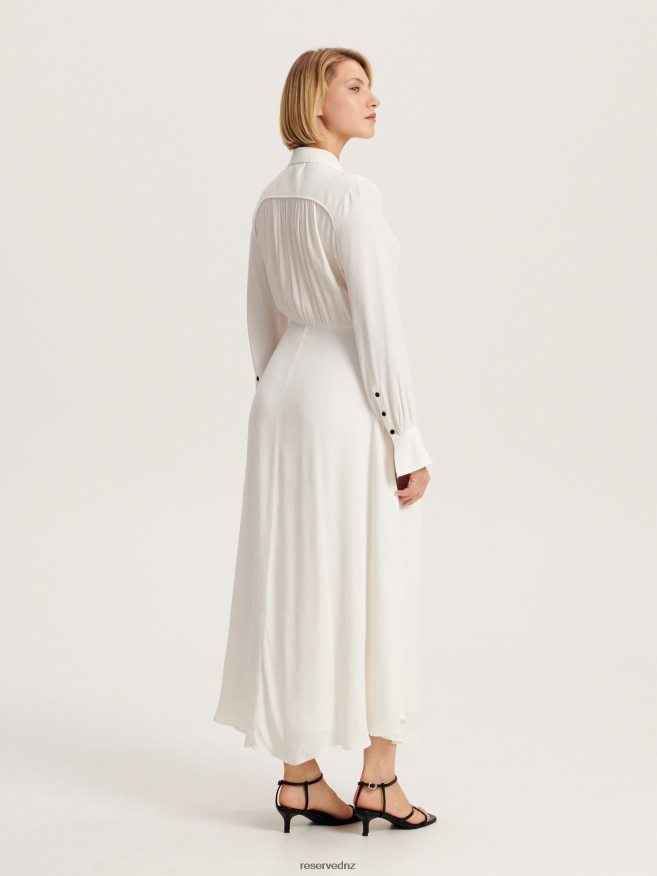Reserved Women Viscose Shirt Dress P6H08T38 Apparel White