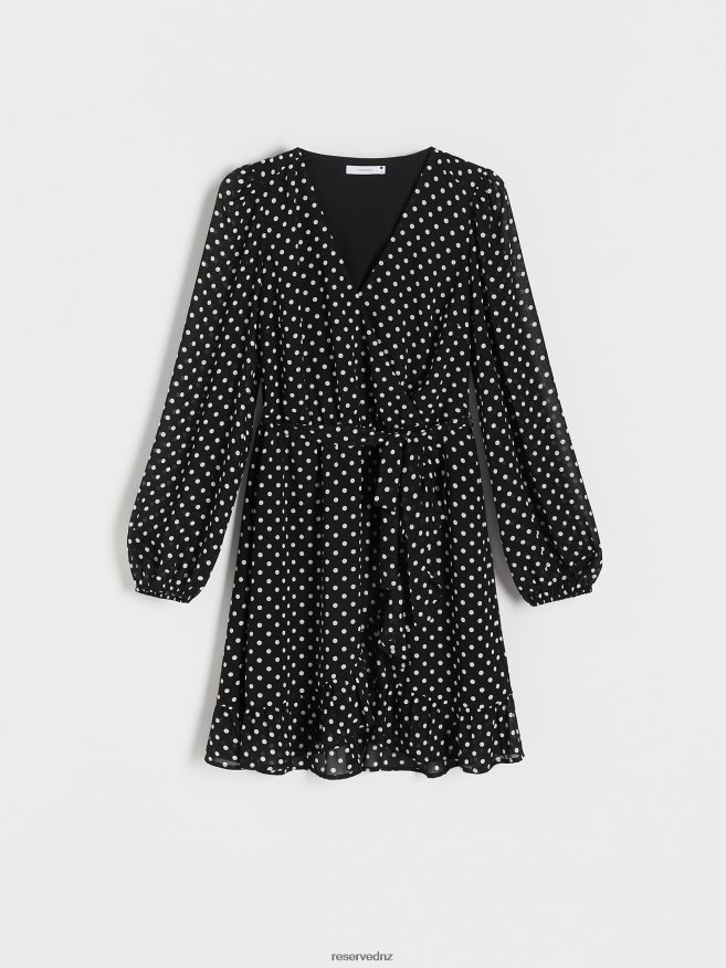 Reserved Women Wrap Front Mini Dress P6H08T6 Apparel Black