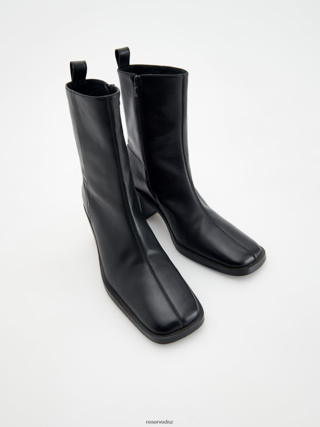 Reserved Women Leather Boots P6H08T148 Shoes Black