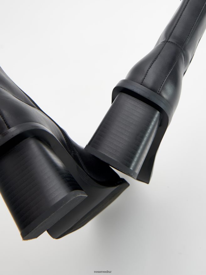 Reserved Women Leather Boots P6H08T148 Shoes Black