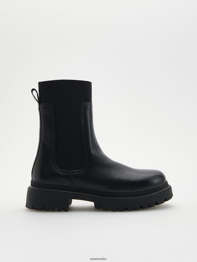 Reserved Women Leather Boots P6H08T162 Shoes Black