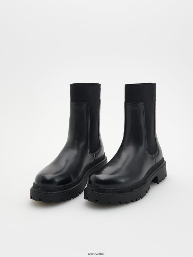 Reserved Women Leather Boots P6H08T162 Shoes Black