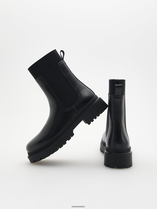 Reserved Women Leather Boots P6H08T162 Shoes Black