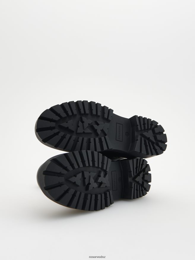 Reserved Women Leather Boots P6H08T162 Shoes Black