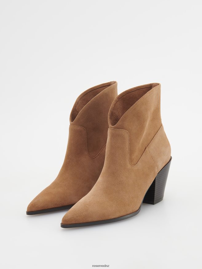 Reserved Women Leather Boots P6H08T168 Shoes Beige