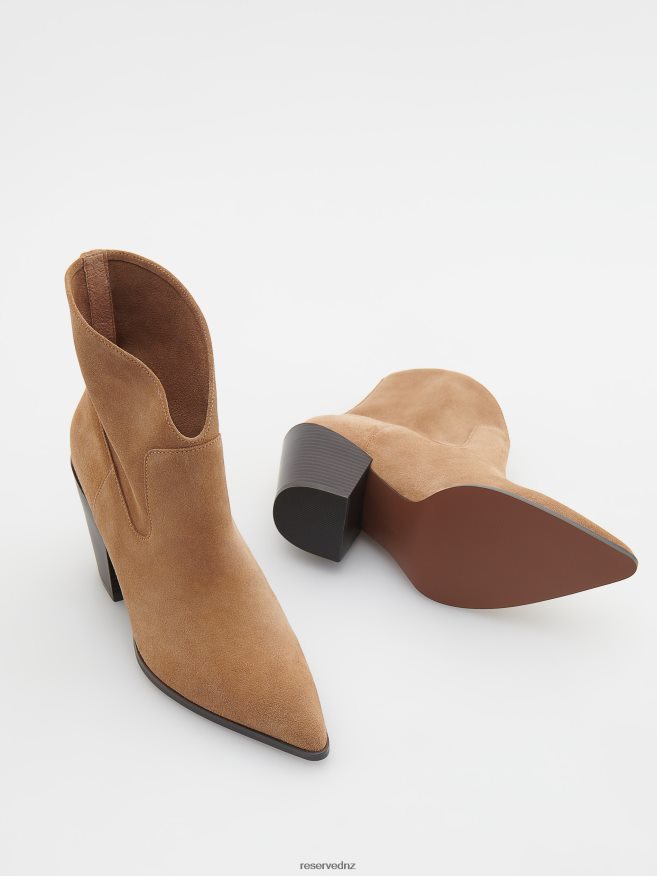 Reserved Women Leather Boots P6H08T168 Shoes Beige