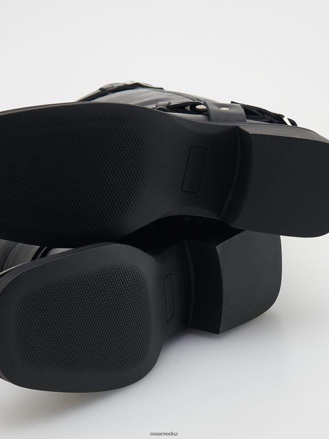 Reserved Women Leather Knee-High Boots P6H08T134 Shoes Black