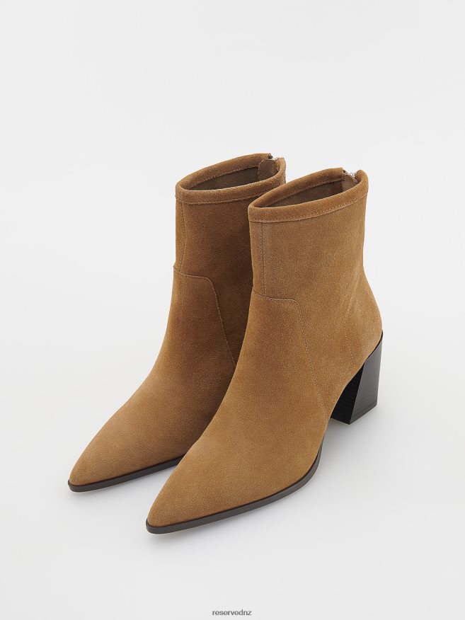 Reserved Women Suede Ankle Boots P6H08T158 Shoes Golden Brown