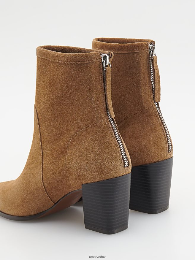Reserved Women Suede Ankle Boots P6H08T158 Shoes Golden Brown
