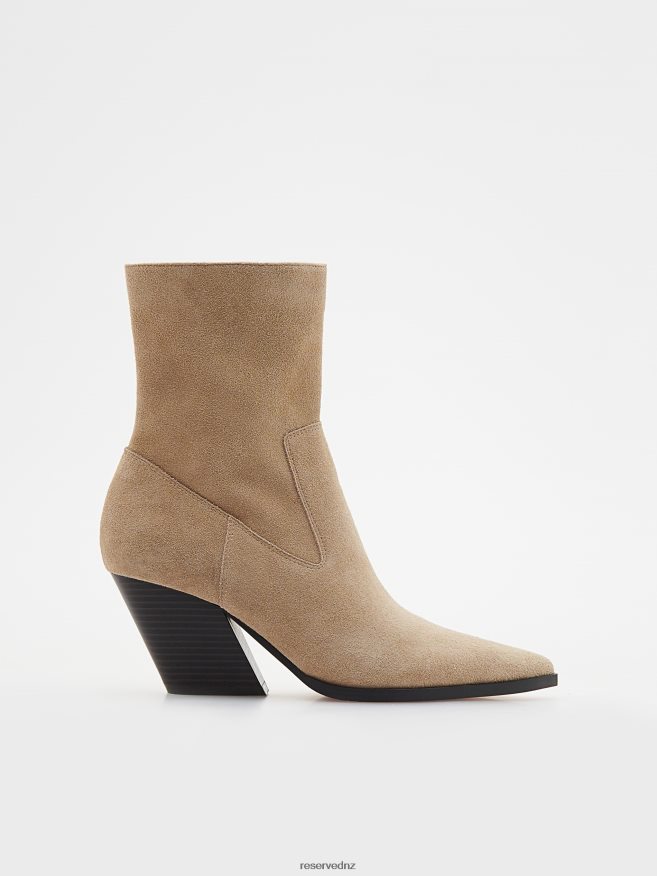 Reserved Women Suede Ankle Boots P6H08T209 Shoes Beige