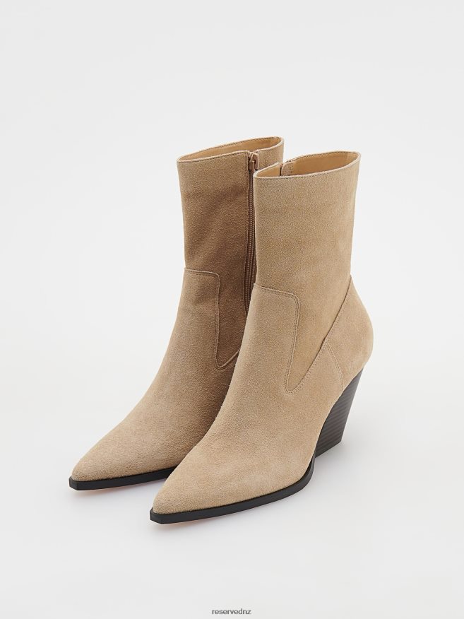 Reserved Women Suede Ankle Boots P6H08T209 Shoes Beige