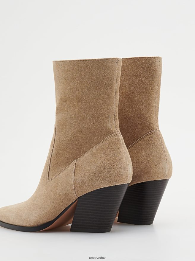 Reserved Women Suede Ankle Boots P6H08T209 Shoes Beige