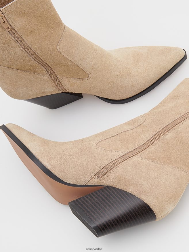 Reserved Women Suede Ankle Boots P6H08T209 Shoes Beige